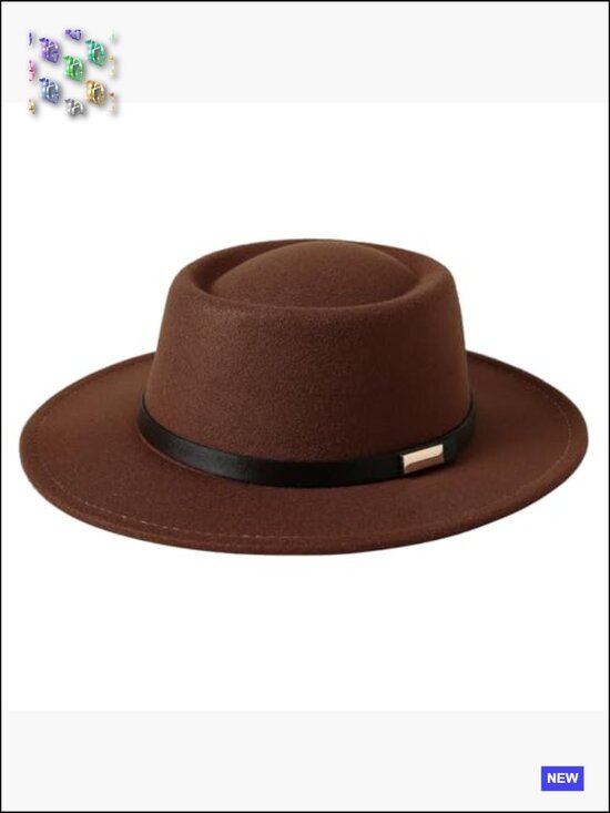 Vintage Wide Brim Wool Fedora Hat Belt Panama Felt Jazz Hat main image 5